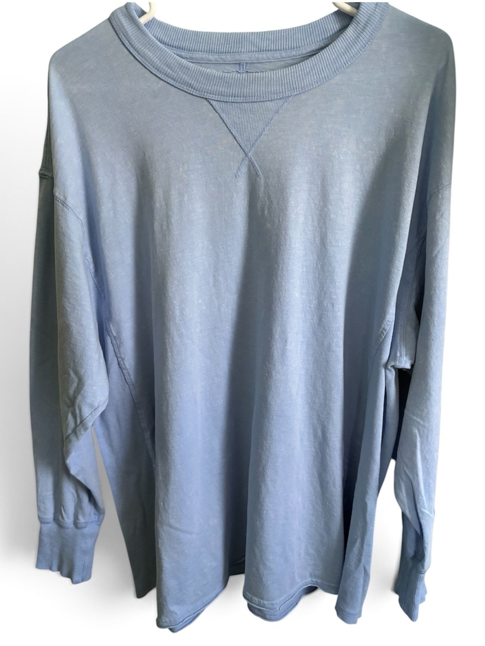 Aerie Light Blue Oversized Long Sleeve Crewneck Top Size Large